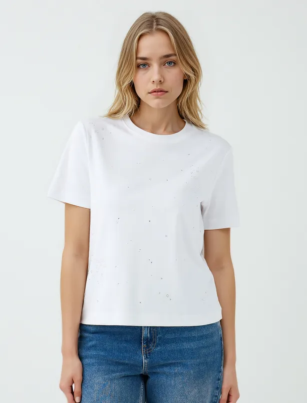 Women  100% Cotton Short Sleeve Basic Knitted T-Shirt