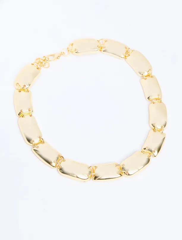 Women Yellow Metal Rectangular Adjustable Necklace