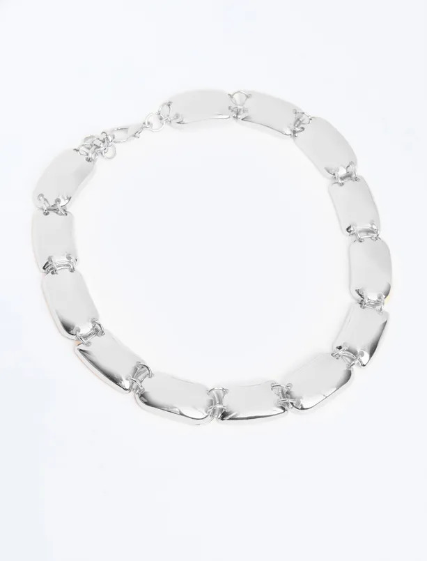 Women Grey Metal Rectangular Adjustable Necklace