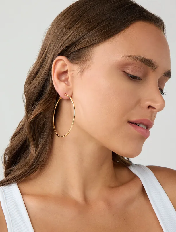 Women Yellow Elegant Thin Hoop Earrings