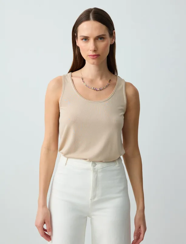 Women  Relaxed Fit U Neck Sleeveless Modal Knitted Tank Top