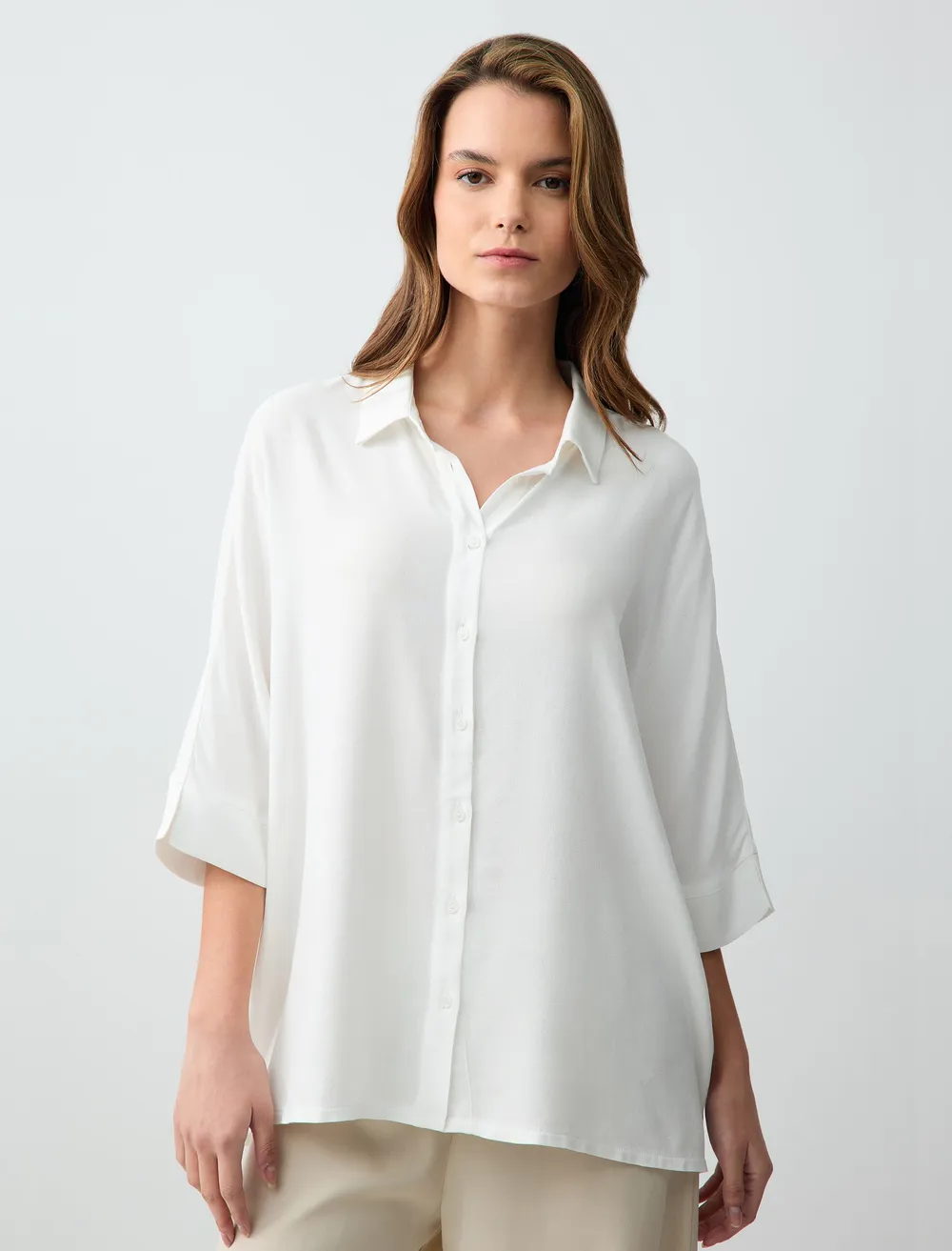 Trouser Sleeve Relaxed Fit Long Woven Shirt