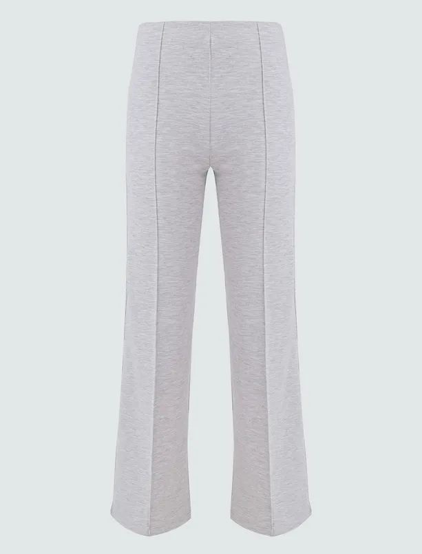 Bayan  Yüksek Bel Beli Lastikli Normal Paça Örme Pantolon