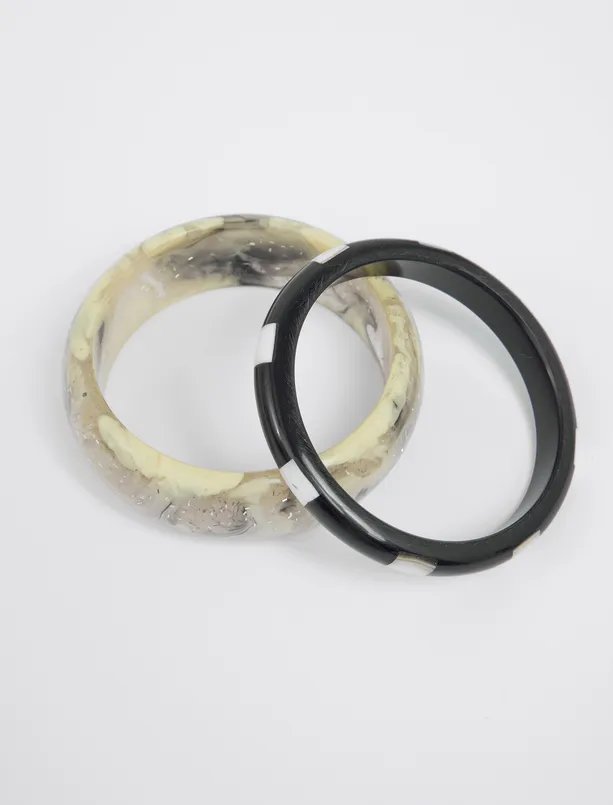 Women Mixed Marble Look Dual Bracelet Set
