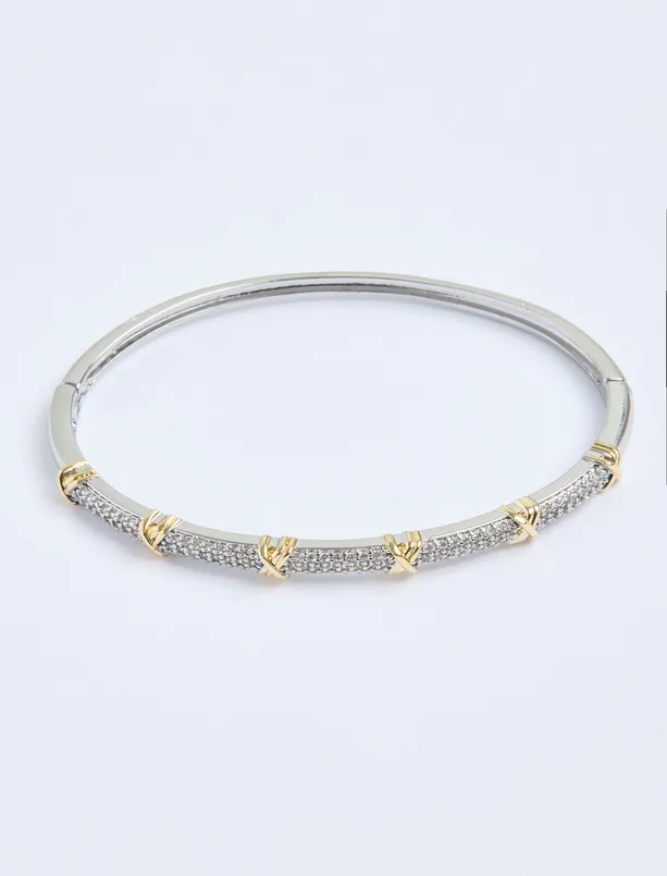 Women Grey Shiny Bracelet with Cross Pattern