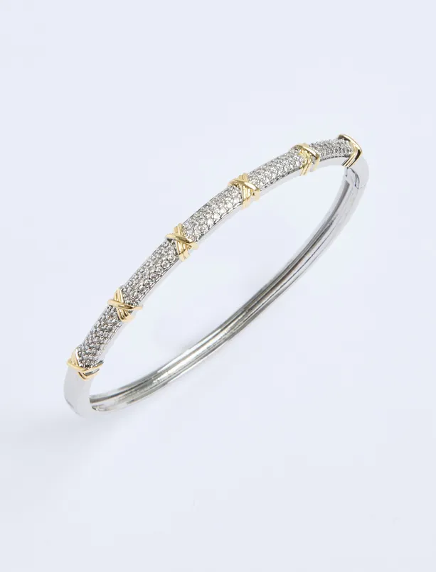 Women Grey Shiny Bracelet with Cross Pattern