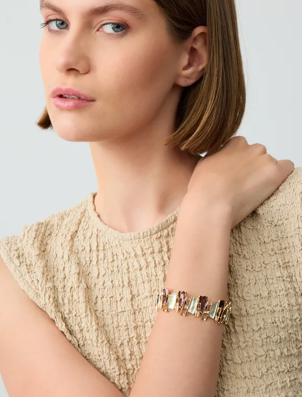 Women Pink Enamel Coated Modern Bracelet