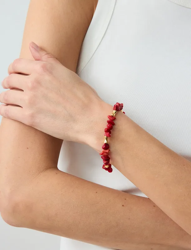 Women  Natural Coral Stone Bracelet