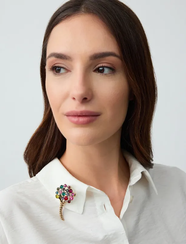 Women Mixed Flower Bouquet Figured Colorful Brooch