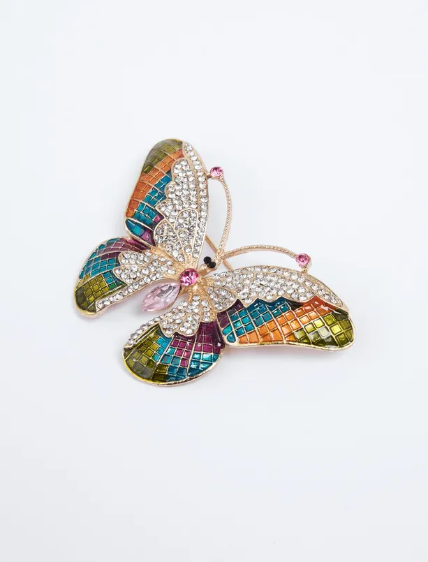 Women Mixed Butterfly Figured Shiny Brooch