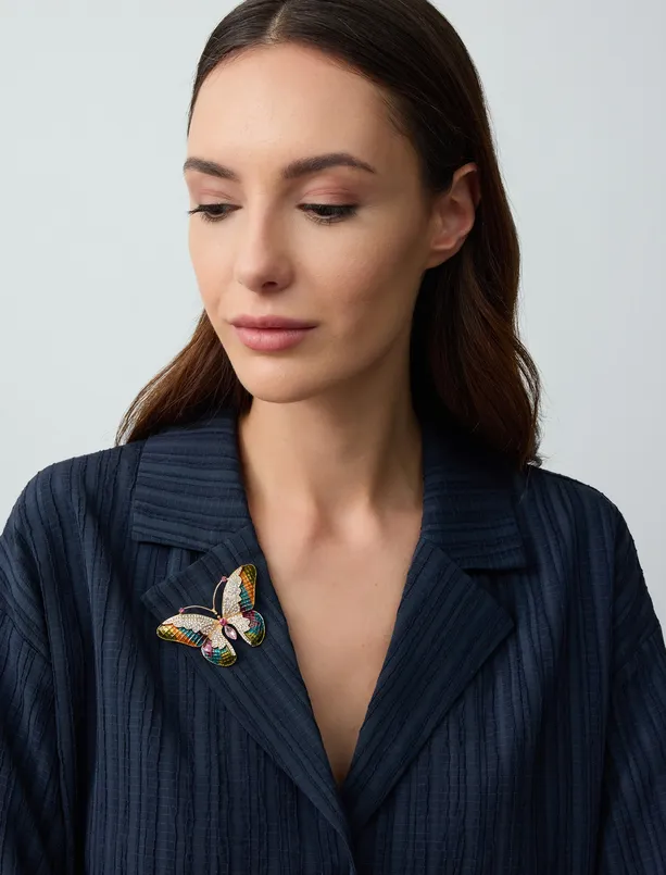 Women Mixed Butterfly Figured Shiny Brooch