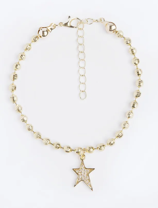 Women Yellow Star Figured Adjustable Anklet