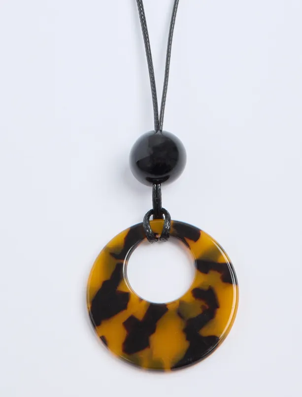 Women Brown Leopard Patterned Round Figured Necklace