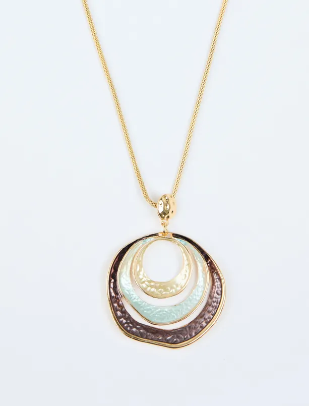 Women White Oval Figured Adjustable Necklace