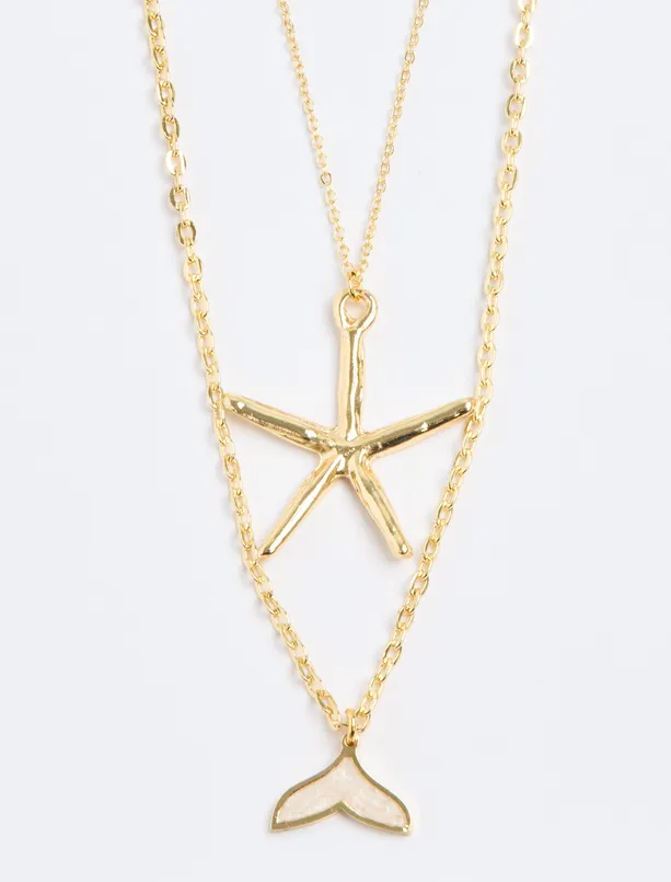 Women Yellow Star Figured Multi-chain Adjustable Necklace