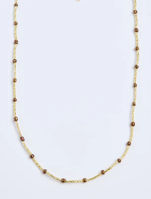 Women Yellow Fine Adjustable Necklace with Natural Stone Details