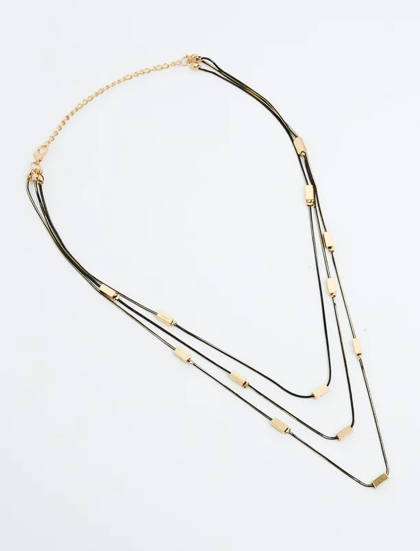 Women Mixed Rectangle Figured Triple Necklace