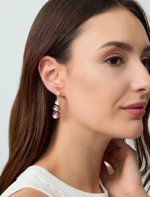 Bayan  Oval Figürlü Sallantılı Küpe