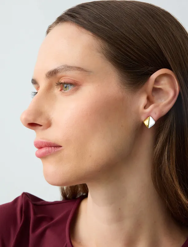 Women White Square Modern Earrings
