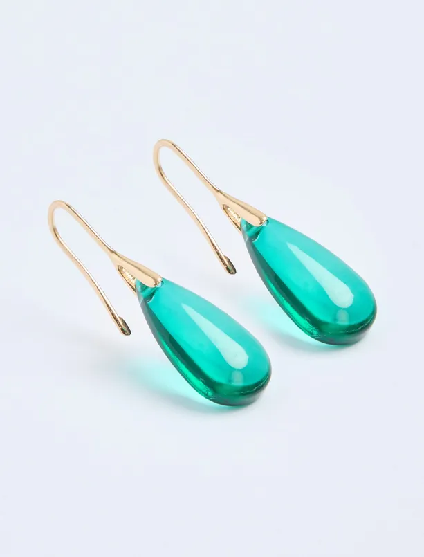 Women Green Drop Figured Dangling Elegant Earrings