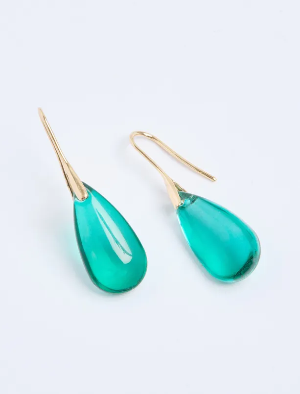 Women Green Drop Figured Dangling Elegant Earrings