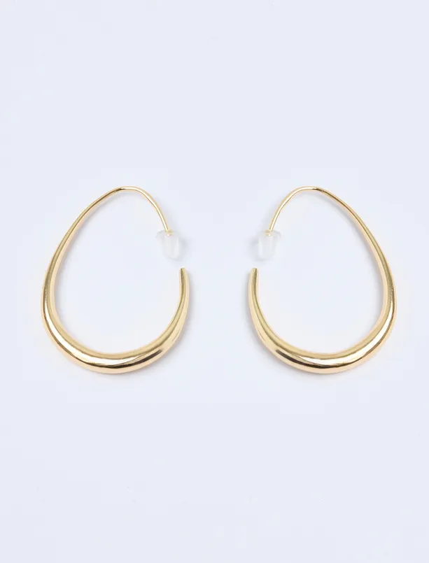 Women Yellow Shiny Thin Hoop Earrings