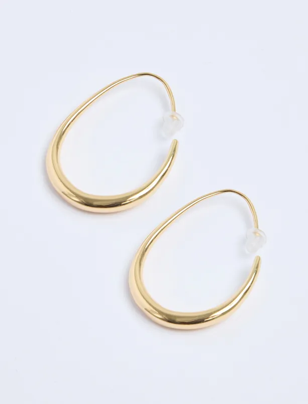 Women Yellow Shiny Thin Hoop Earrings