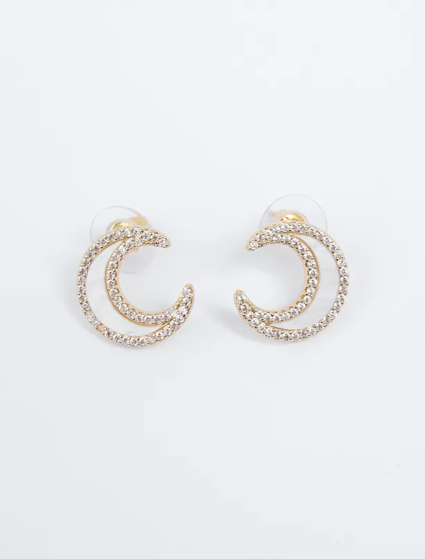 Women White Elegant Crescent Figured Earrings