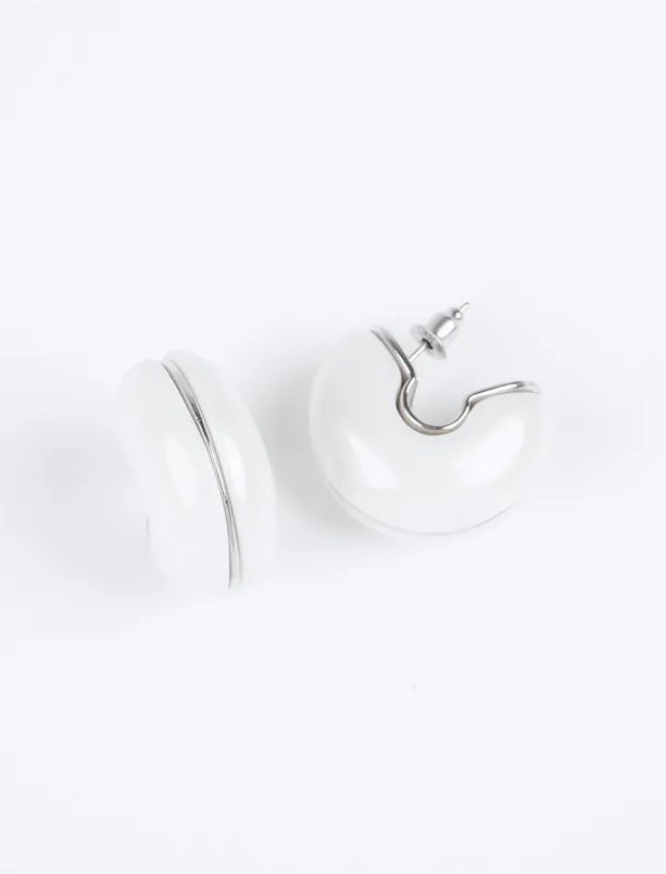 Women Grey Thick Ring Figured Earrings