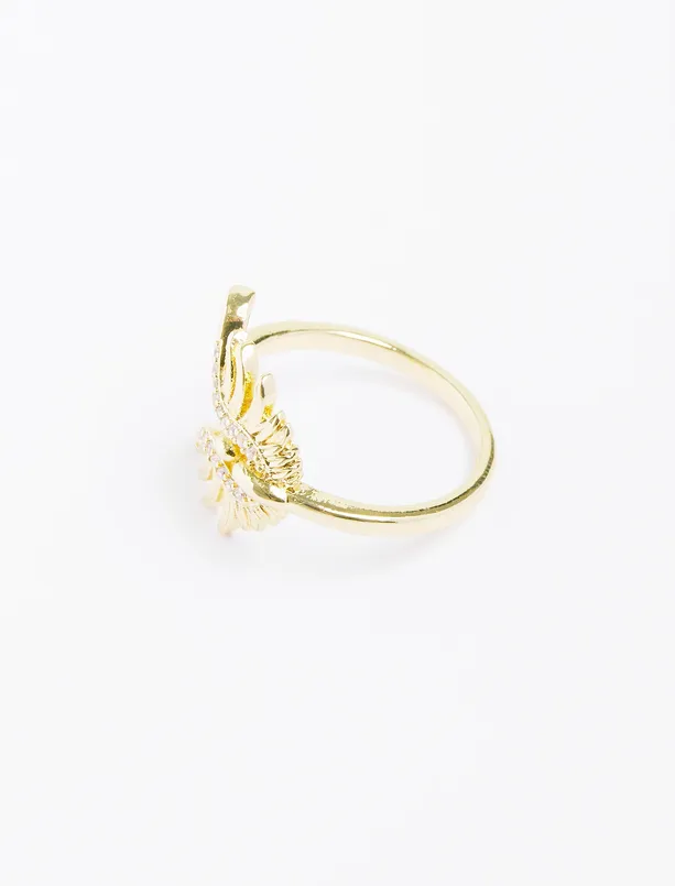 Women Yellow Butterfly Figured Ring