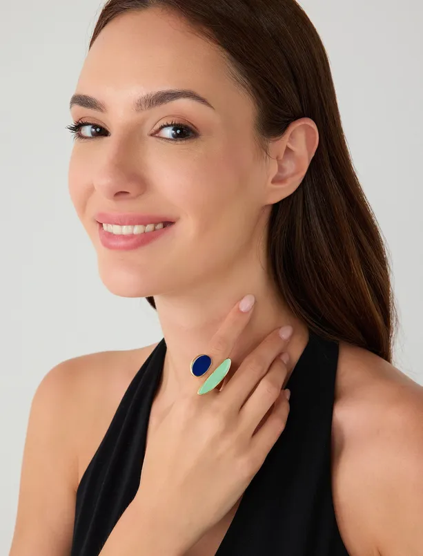 Women Green Color Block Modern Ring