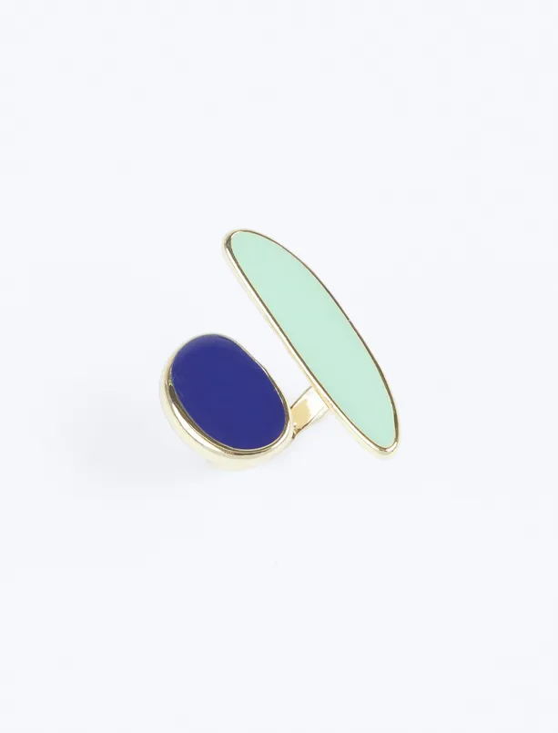Women Green Color Block Modern Ring