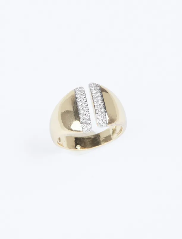 Women Yellow Modern Cut Ring with Stone Figures