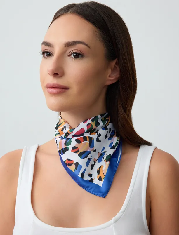 Women Dark Blue Patterned Woven Scarf