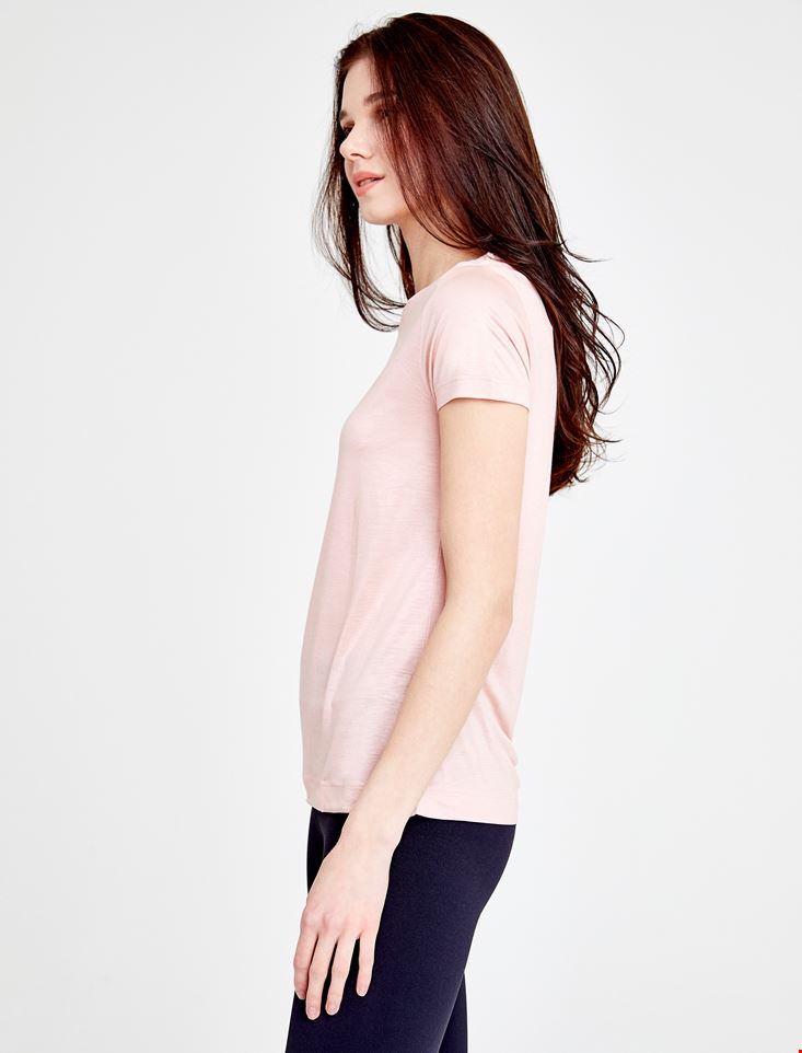 Bayan Açık Pembe Basic T-shırt