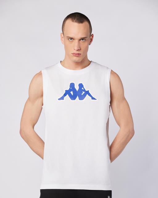 Beyaz Logo Dwal  Erkek Beyaz-Mavi-Beyaz Regular Fit Atlet - KAPPA® Türkiye