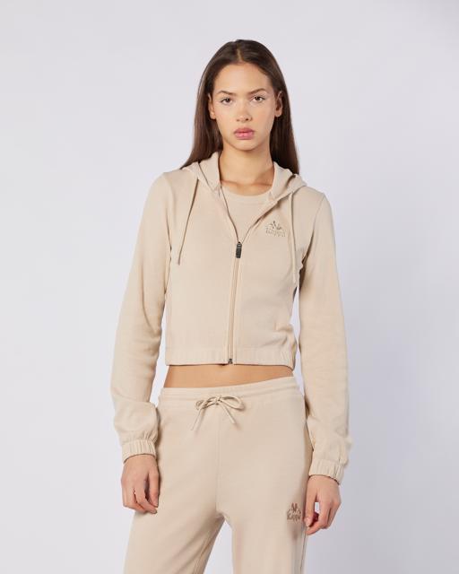 Bej Leda Full Zip Kadın Bej Regular Fit Fermuarlı Eşofman Üstü - KAPPA® Türkiye