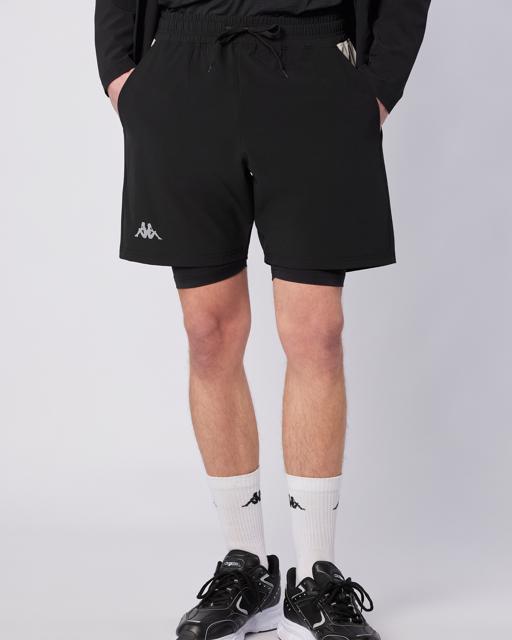 Siyah Midtown Double Short Erkek Siyah-Gri Regular Fit Taytlı Şort - KAPPA® Türkiye