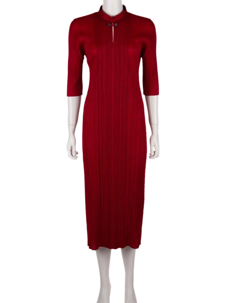 Bayan Kırmızı ISSEY MIYAKE PLEATS PLEASE ELBİSE