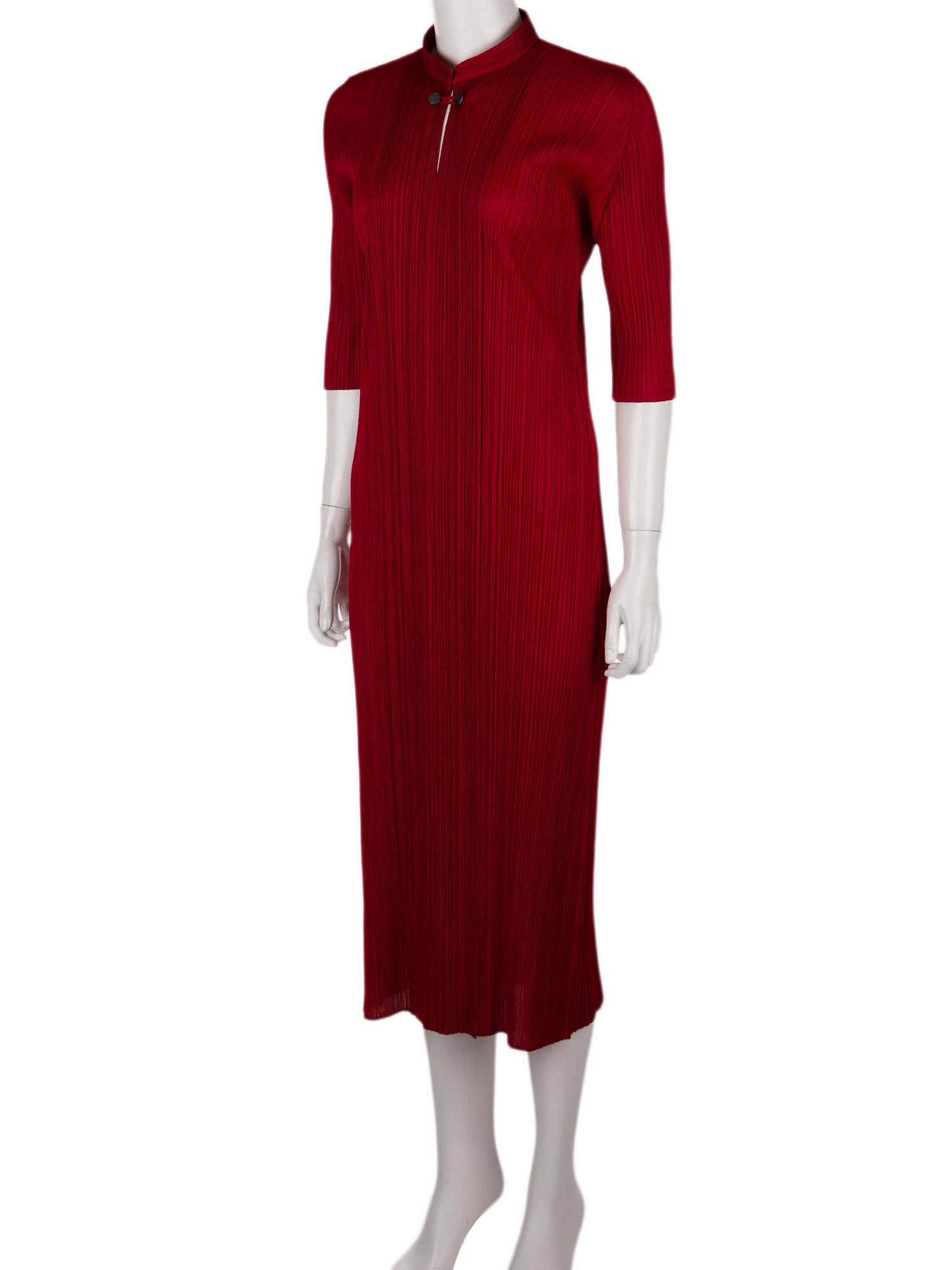 Bayan Kırmızı ISSEY MIYAKE PLEATS PLEASE ELBİSE