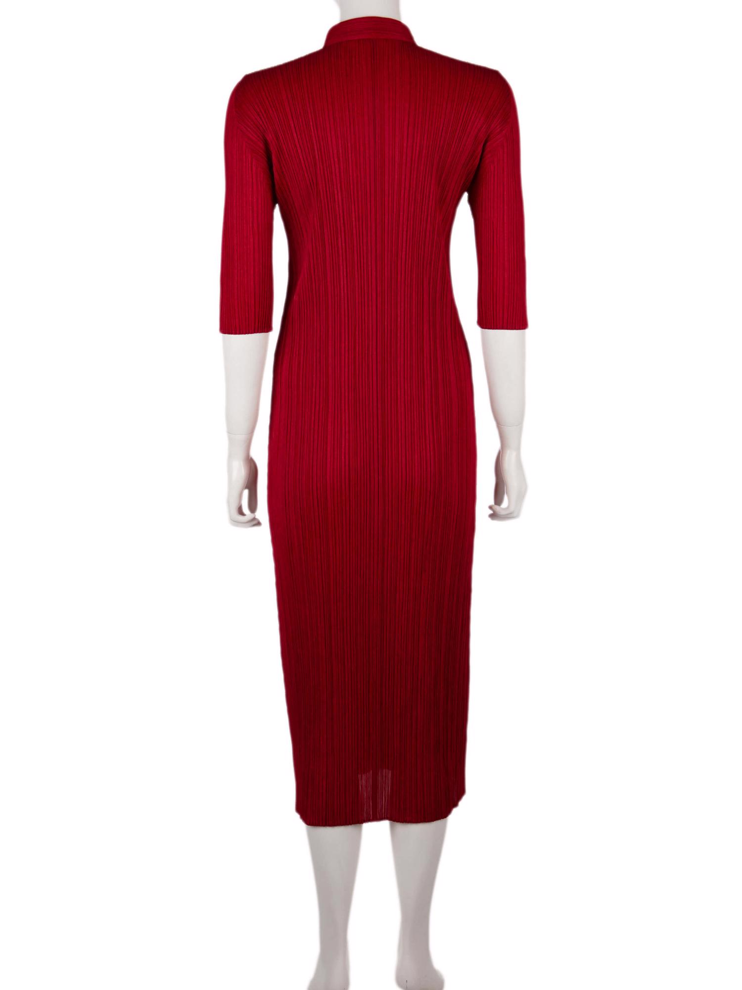 Bayan Kırmızı ISSEY MIYAKE PLEATS PLEASE ELBİSE