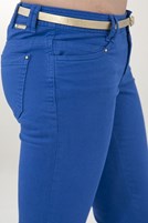 Bayan Mavi Düşük Bel Geniş Paça Pantolon