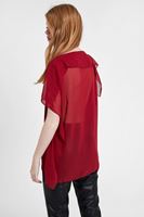 Bayan Bordo Sırt Detaylı Bluz