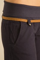 Bayan Lacivert Beli Lastikli Geniş Paça Pantolon