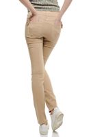 Bayan Krem Düşük Bel Slim Paça Pantolon