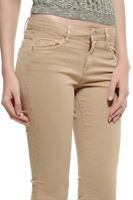 Bayan Krem Düşük Bel Slim Paça Pantolon