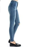 Bayan Mavi Yüksek Bel Skinny Denim Pantolon
