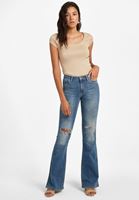 Bayan Mavi İspanyol Paça Denim Pantolon