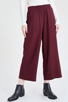 Bayan Bordo Beli Lastikli Bol Pantolon