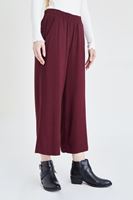 Bayan Bordo Beli Lastikli Bol Pantolon